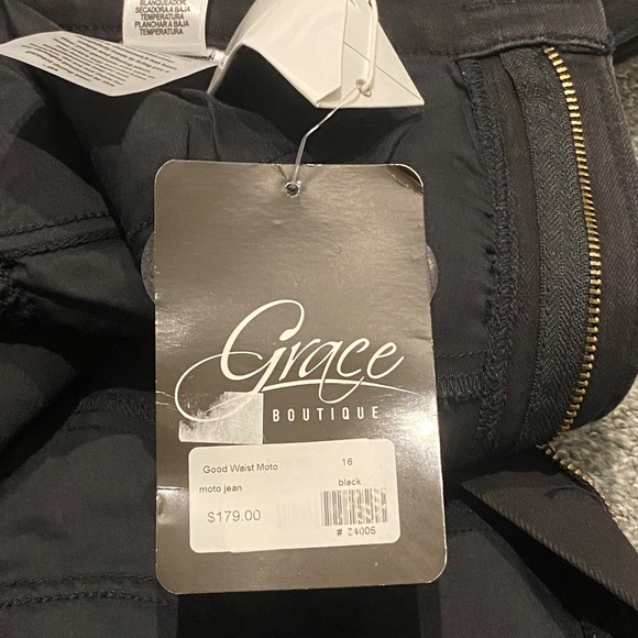 New! Good American Good Waist Moto jeans high waisted black. - Picture 15 of 16